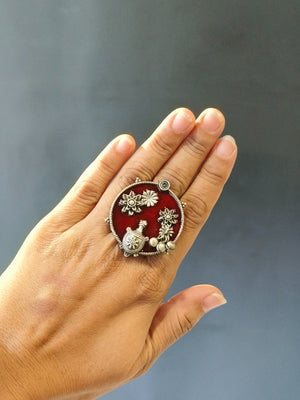 Antique finish tribal ring with textured collected-style appearance