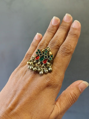 Golden heritage ring for women styled with classic traditional influence