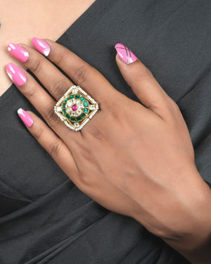 Bridal antique Kundan ring for wedding and festive styling