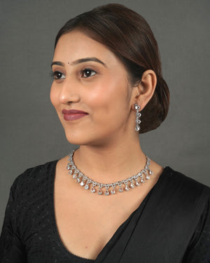 Heritage Touch Diamond Style Necklace Set with matching earrings for wedding and festive wear