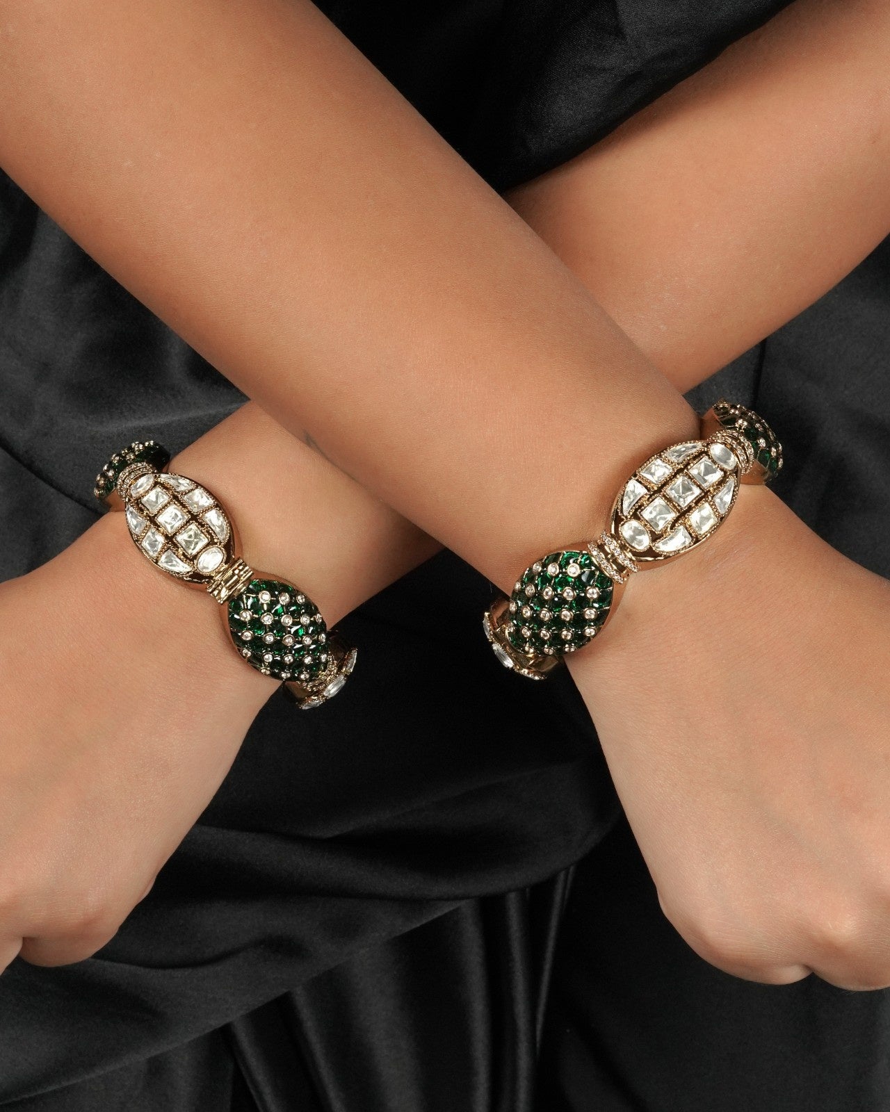 Diwali festive polki stone bangles kundan kangan set