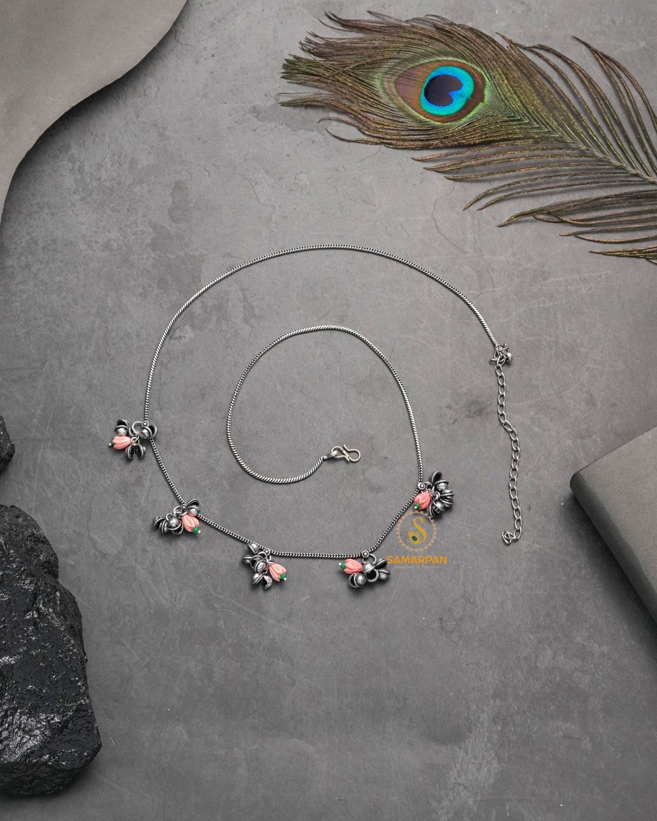 Pink Classic kandora waist chain jewellery styled with traditional saree