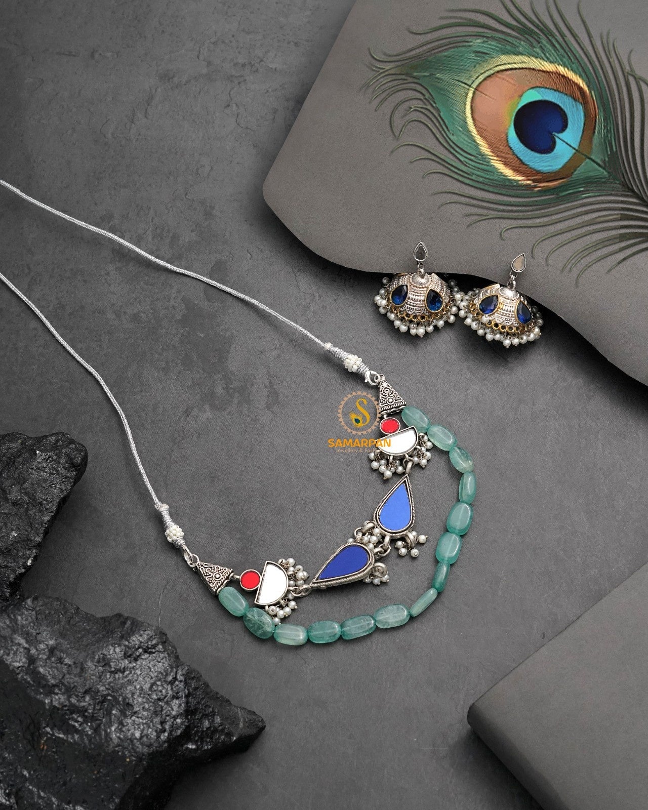 Premium fashion jewellery necklace set by Samarpan for festive occasions