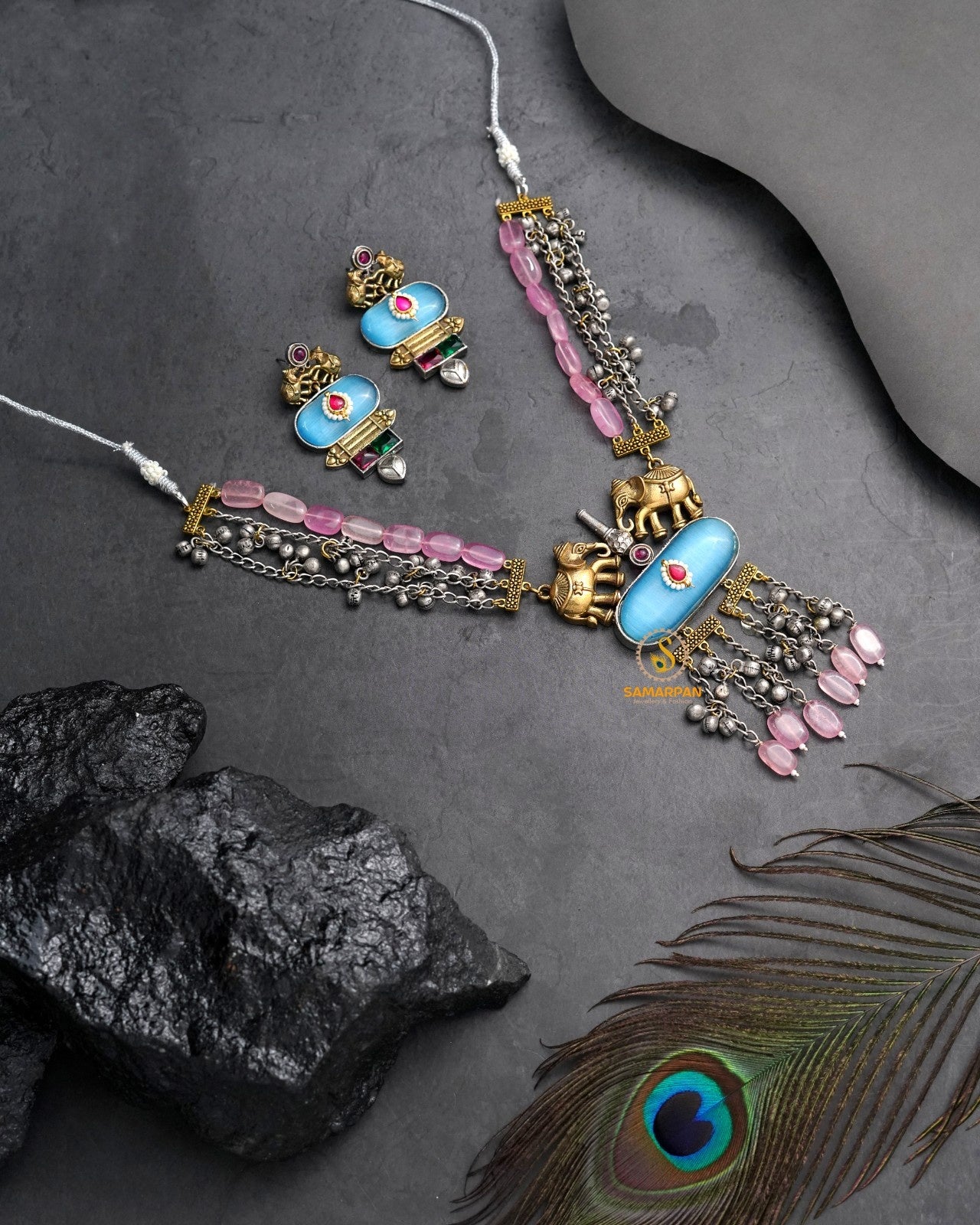 Premium fashion jewellery necklace set by Samarpan for festive occasions