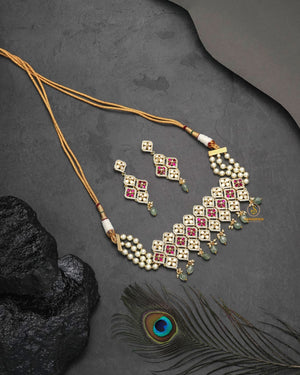 Wedding Polki Moissanite necklace set for reception and festive looks
