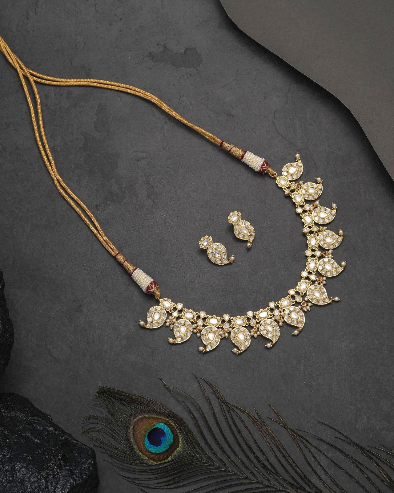 Statement Polki Moissanite necklace set for sarees, lehengas and gowns