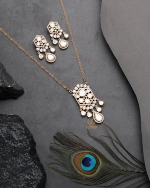 traditional bridal polki moissanite pendant set for women