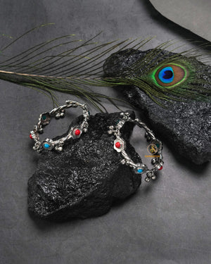 Statement tribal bangles and oxidised kangan set in bold ethnic design for festive and casual wear