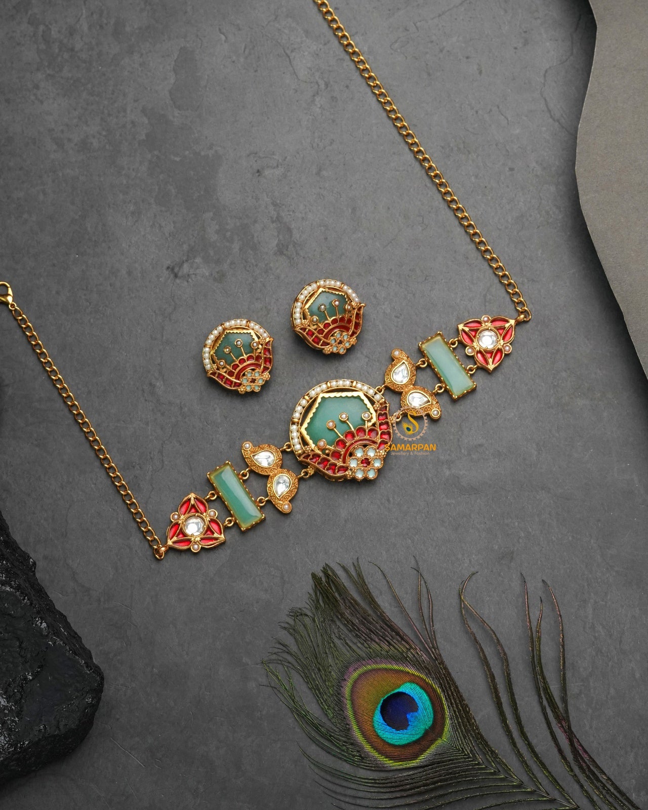 Traditional Golden Heritage Jewellery Set for Women - NS3950-4