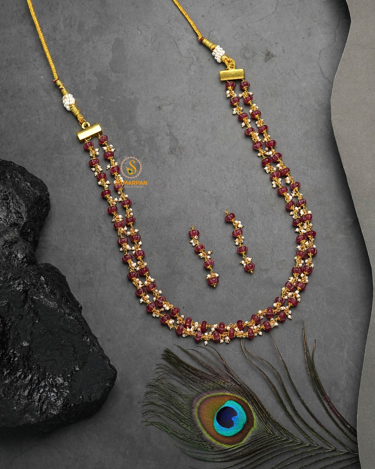 blue Jadau kundan mala necklace for bridal lehenga and saree looks