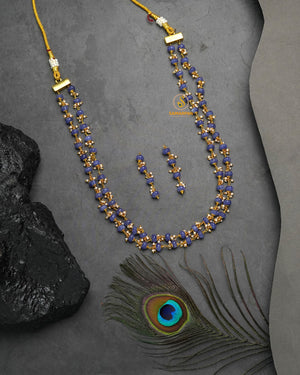 pinkblue Jadau kundan mala necklace for bridal lehenga and saree looks