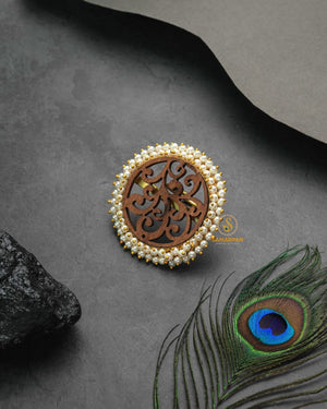 Luminous metallic golden glow ring with bright reflective surface