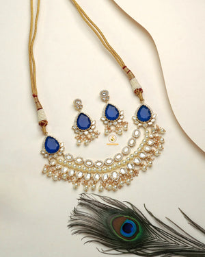 Statement Polki Moissanite necklace set for sarees, lehengas and gowns