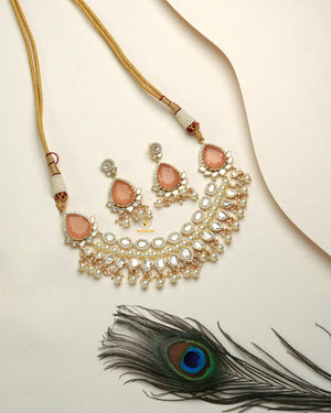 Wedding Polki Moissanite necklace set for reception and festive looks