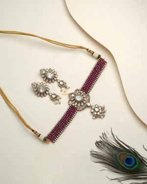Designer diamond style necklace set for party wear and ethnic outfits