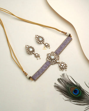 Designer diamond style necklace set for party wear and ethnic outfits