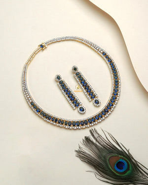 Diamond look necklace set with earrings for saree and lehenga styling