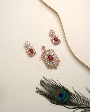 regal polki moissanite pendant set for women