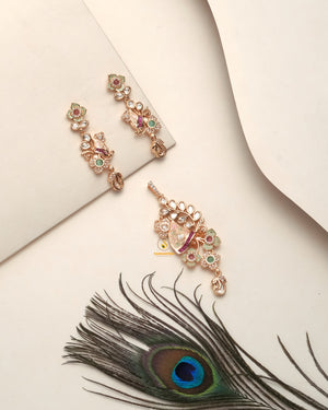 bridal polki moissanite pendant set for women
