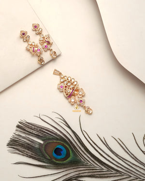 bridal polki moissanite pendant set for women