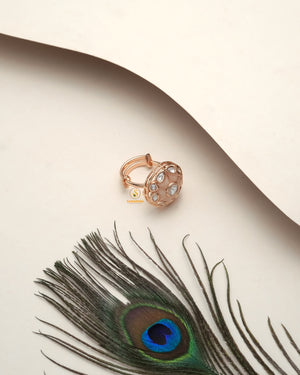 Royal Glow Moissanite Polki Ring designed to complement golden-toned outfits and festive layering