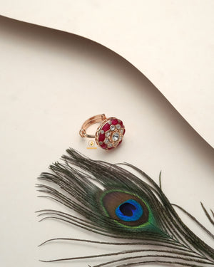 Traditional Glam Polki Moissanite Ring styled for heritage events and elegant Indianwear