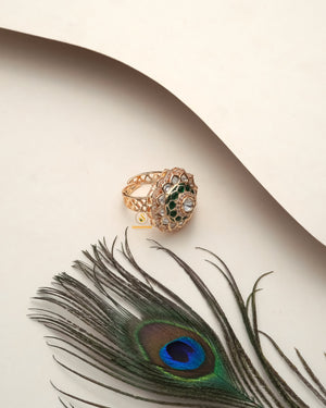 Ethnic Luxe Polki Moissanite Ring designed to complement premium ethnic outfits and rich separates