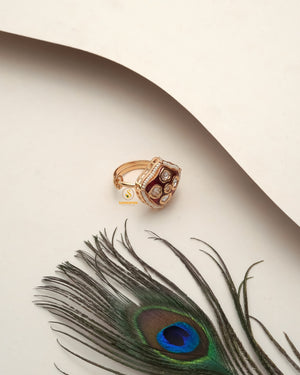Radiant Heritage Polki Moissanite Ring showing radiant heritage mood and rich festive detail