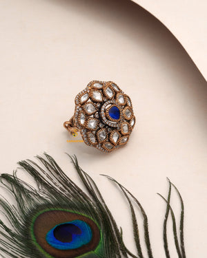 Reception-Ready Polki Moissanite Ring showing reception dressing and rich festive detail
