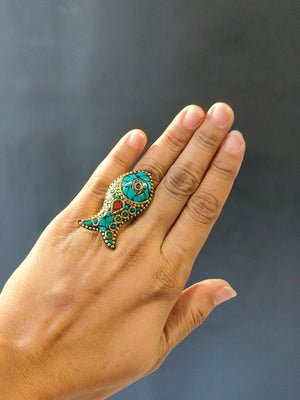 Boho tribal antique ring with creative free-spirited styling