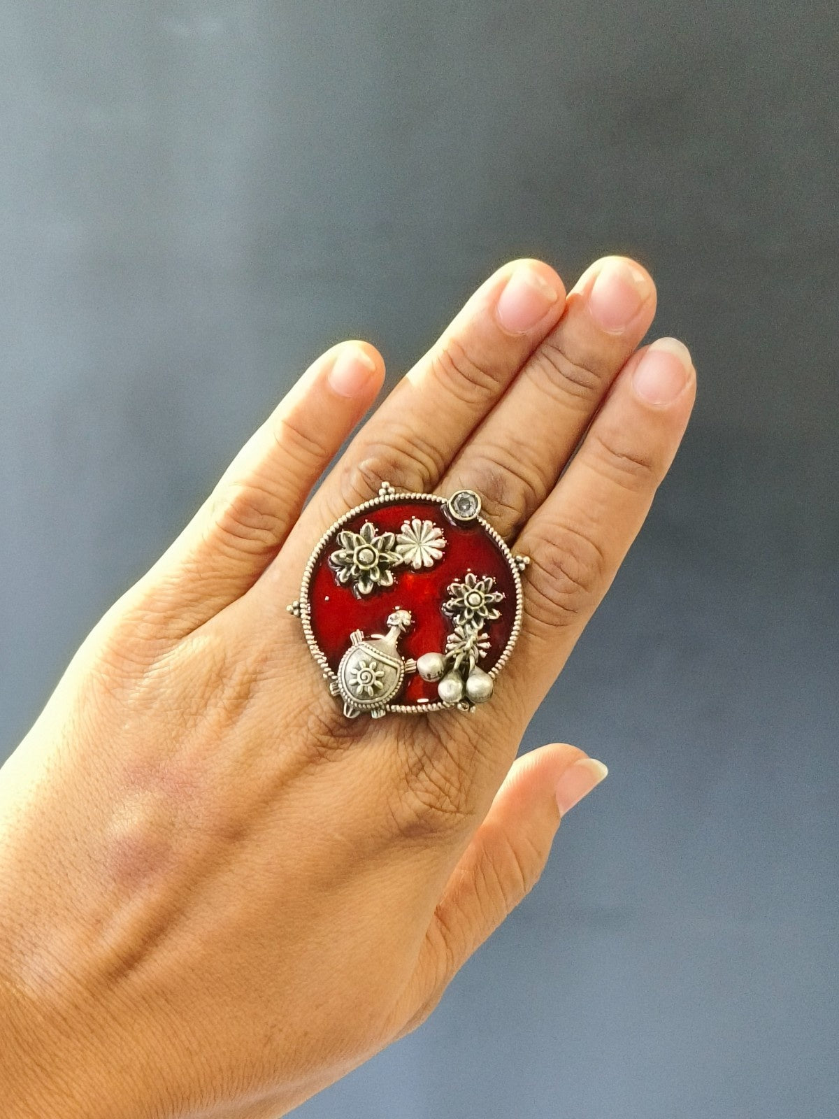 Statement tribal antique ring with artistic bold styling appeal