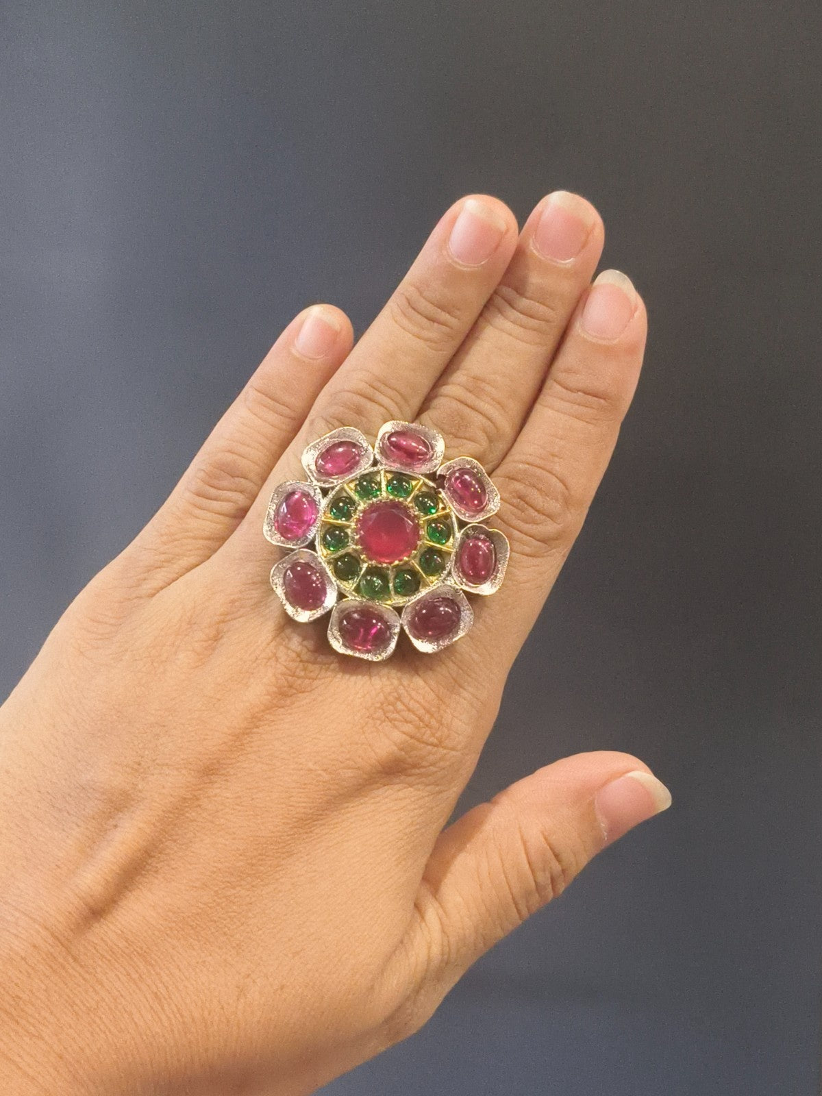 Artisan-style tribal antique ring with crafted textural presence