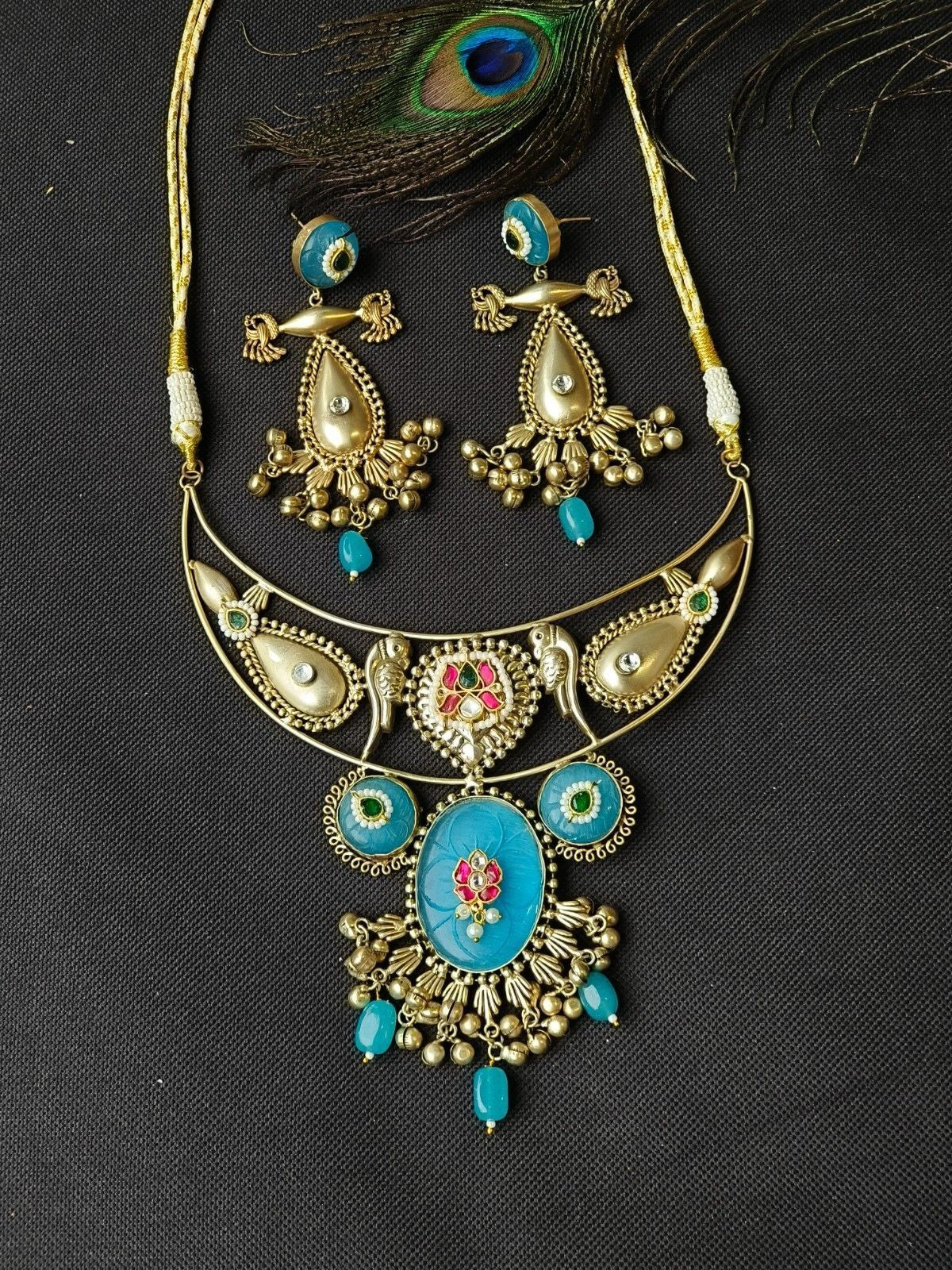 Wedding guest fusion necklace set for sangeet reception and festive functions