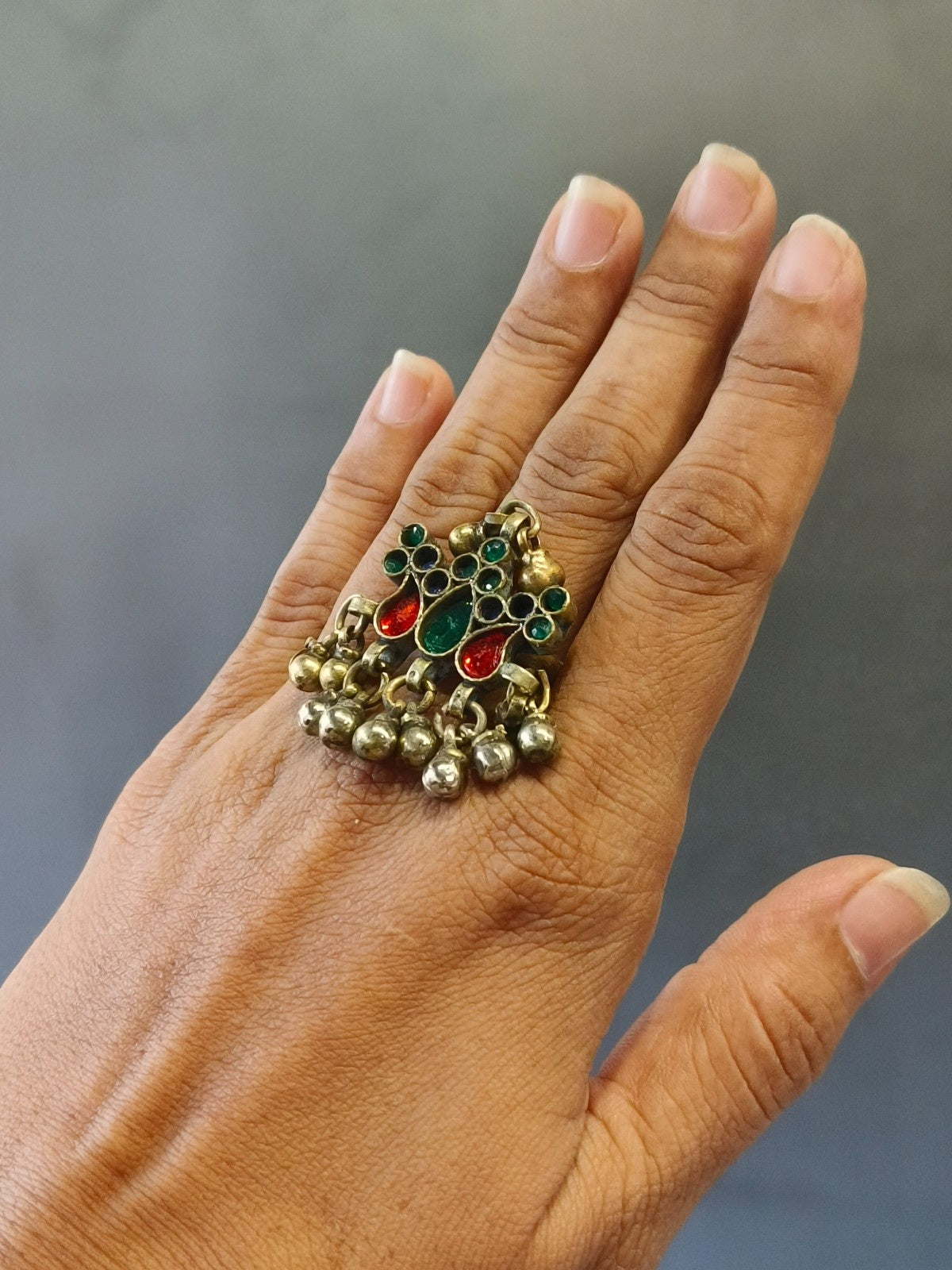 Golden heritage ring for women styled with classic traditional influence