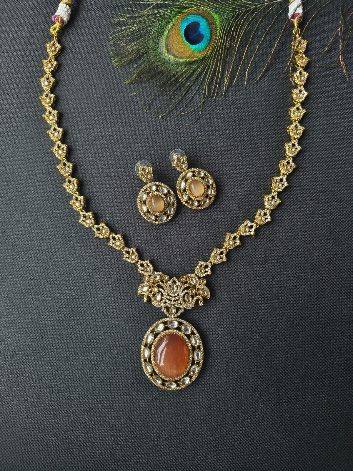 Wedding guest fusion necklace set for sangeet reception and festive functions