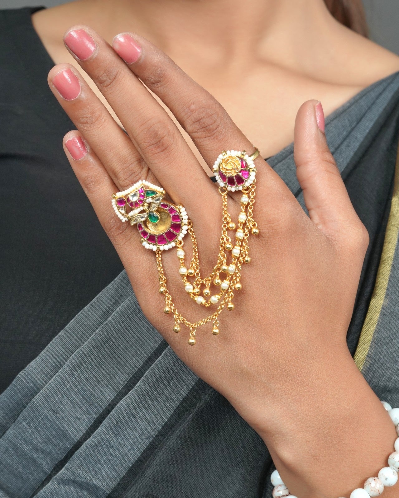 Statement jadau pachi kundan ring with bold traditional appeal for women