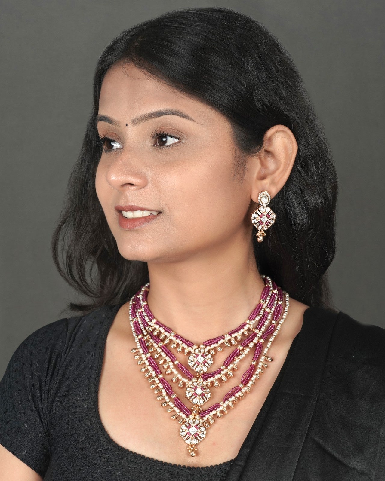 Classic Antique Kundan artificial necklace set for party wear and festive looks