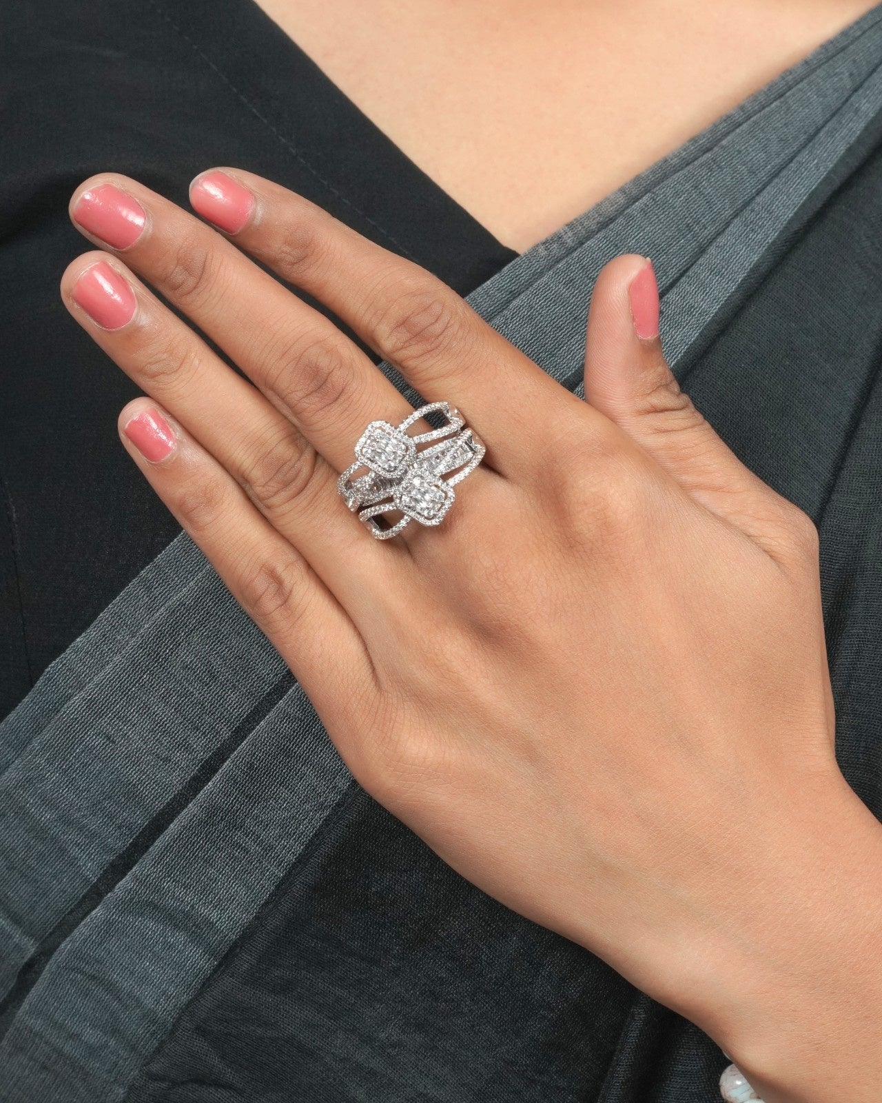 Classic diamond collection ring with timeless graceful appeal