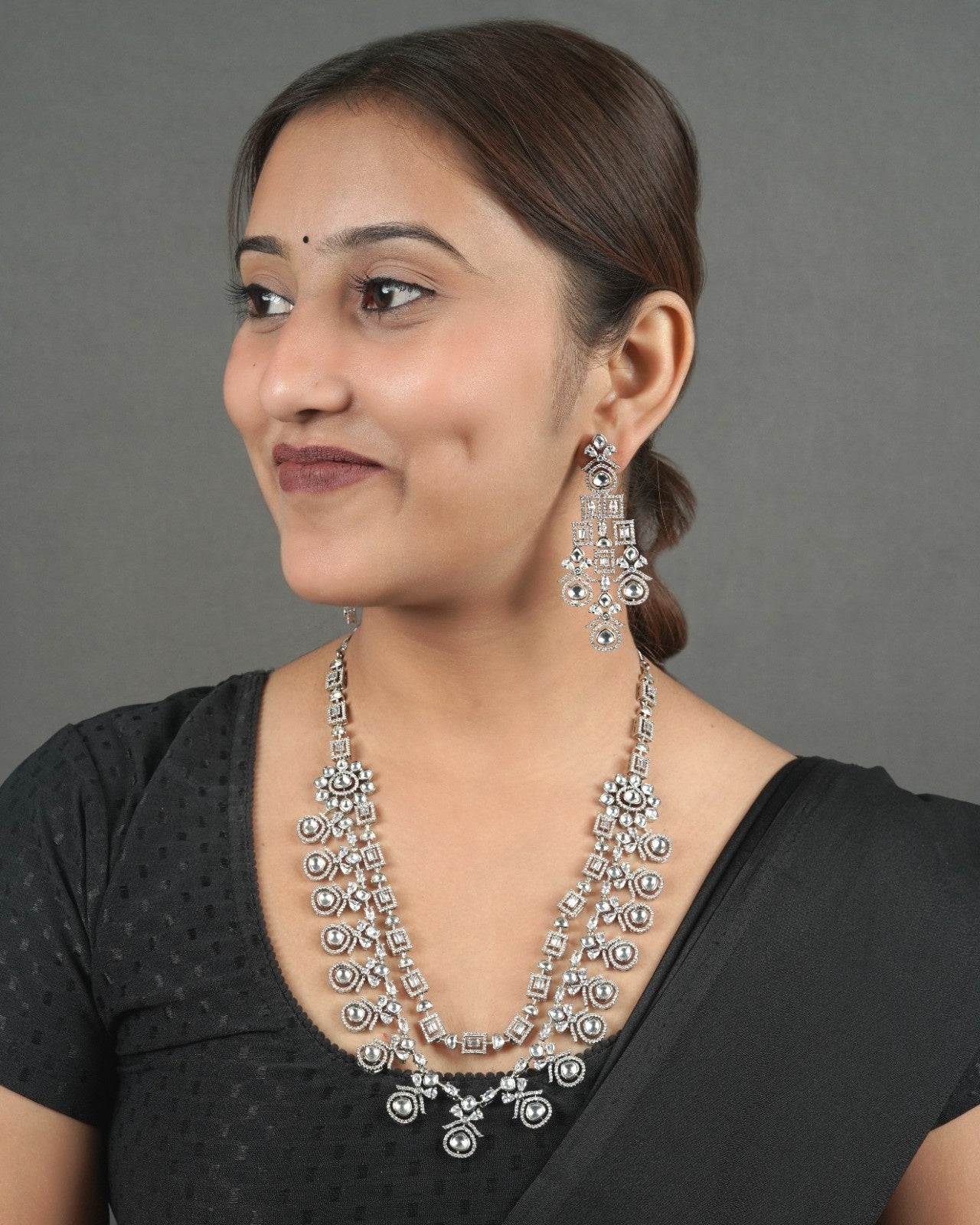 Designer diamond style necklace set for party wear and ethnic outfits
