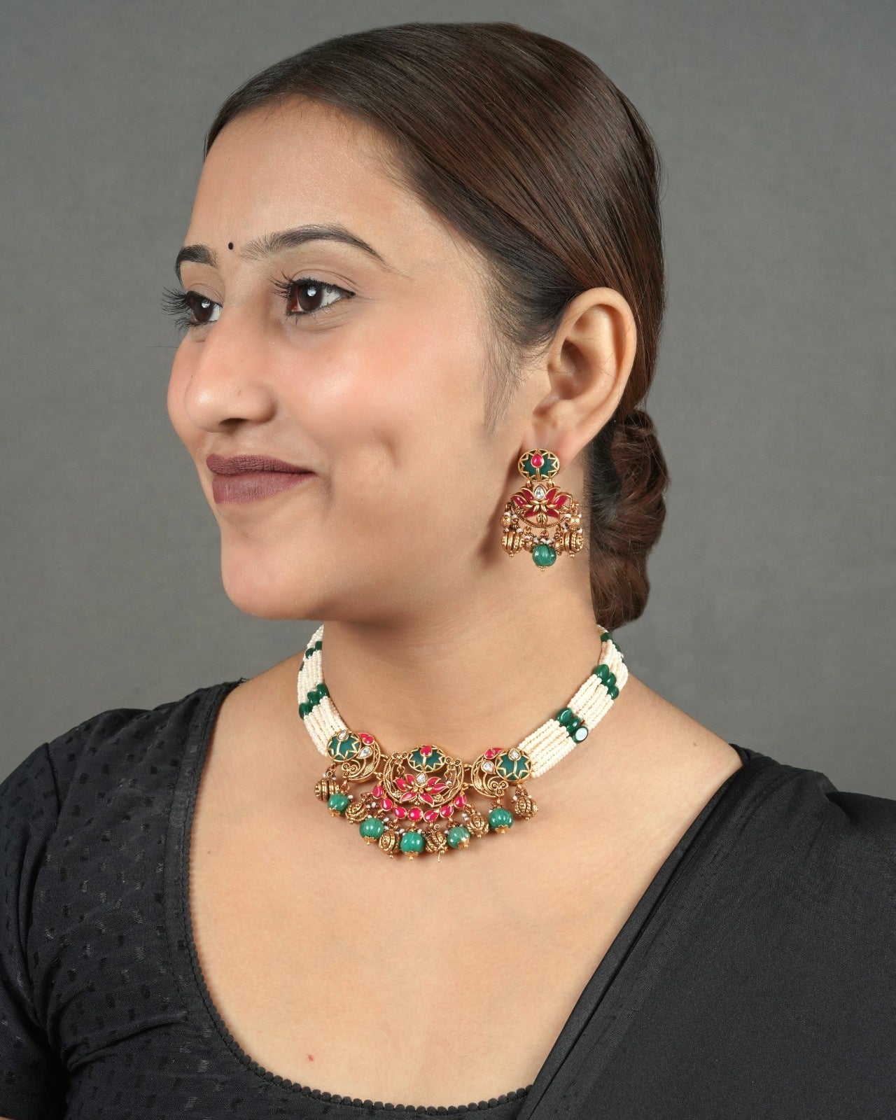 Golden Heritage fashion jewellery necklace set for ethnic, festive and fusion outfits