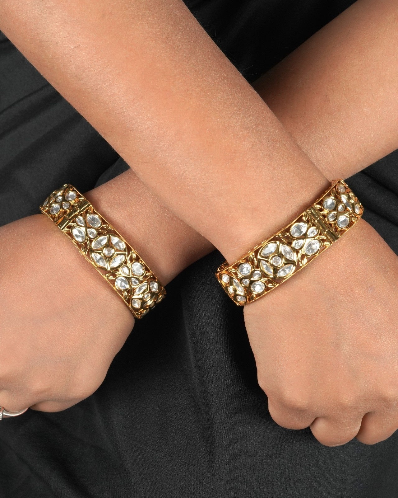 Royal heritage antique kundan bangles and traditional kangan set in gold finish with intricate handcrafted detailing