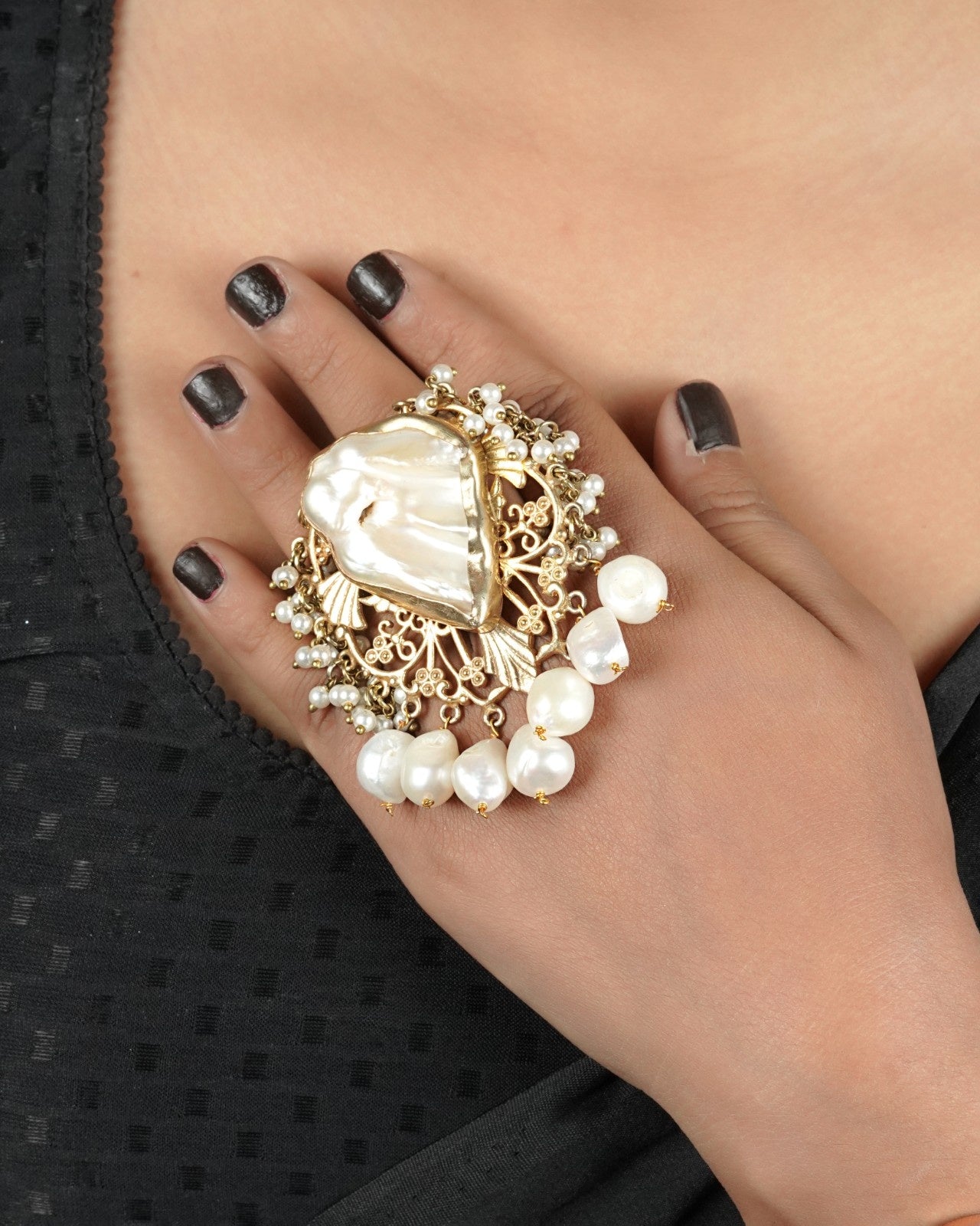 Artisan-style tribal antique ring with crafted textural presence