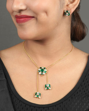 polki statement night jadau kundan pendant set with matching earrings