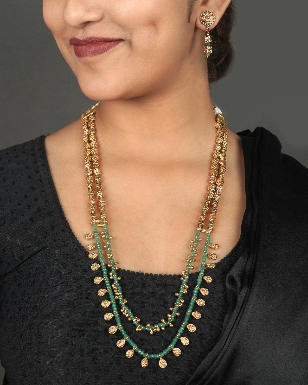 Antique kundan long mala necklace for festive ethnic outfits