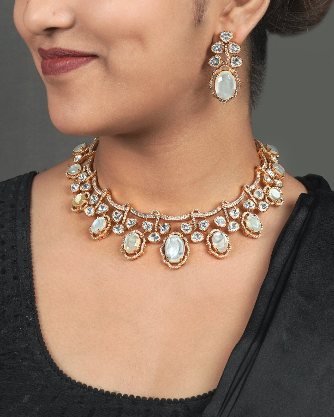Golden Heritage bridal look necklace set for wedding, reception and engagement styling