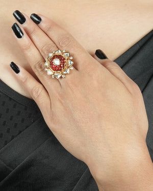 Cocktail Mood Moissanite Polki Ring styled for cocktail evenings and elegant Indianwear
