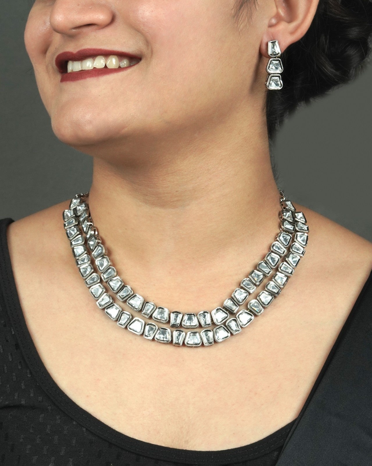 Polki Moissanite necklace set for wedding and festive ethnic wear