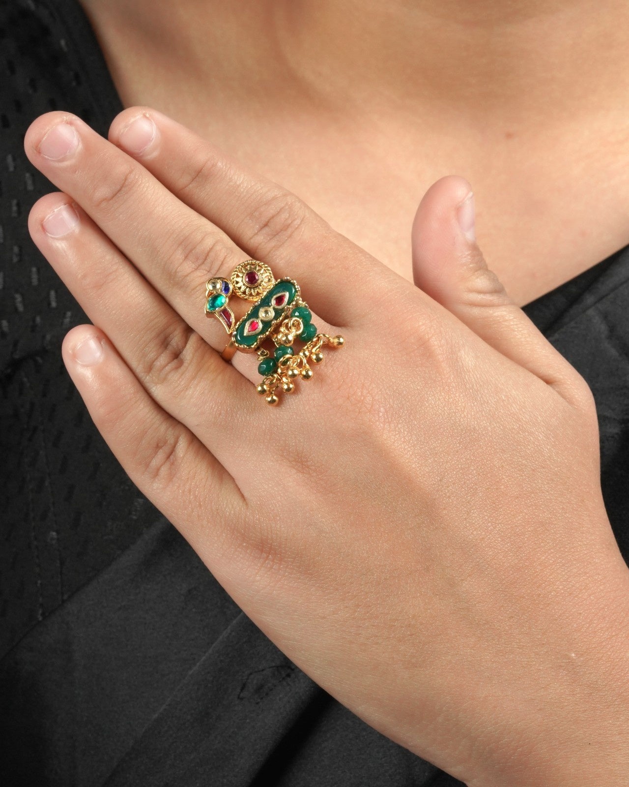 Bridal jadau pachi kundan ring for wedding and festive traditional styling