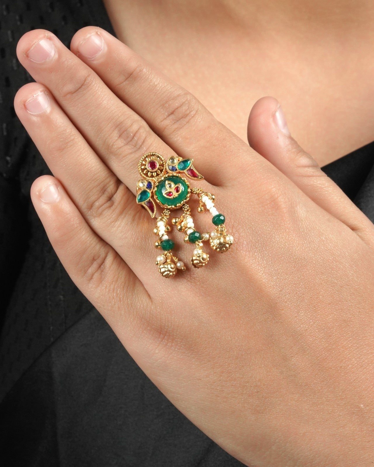 Traditional jadau pachi kundan ring for women in a regal handcrafted style