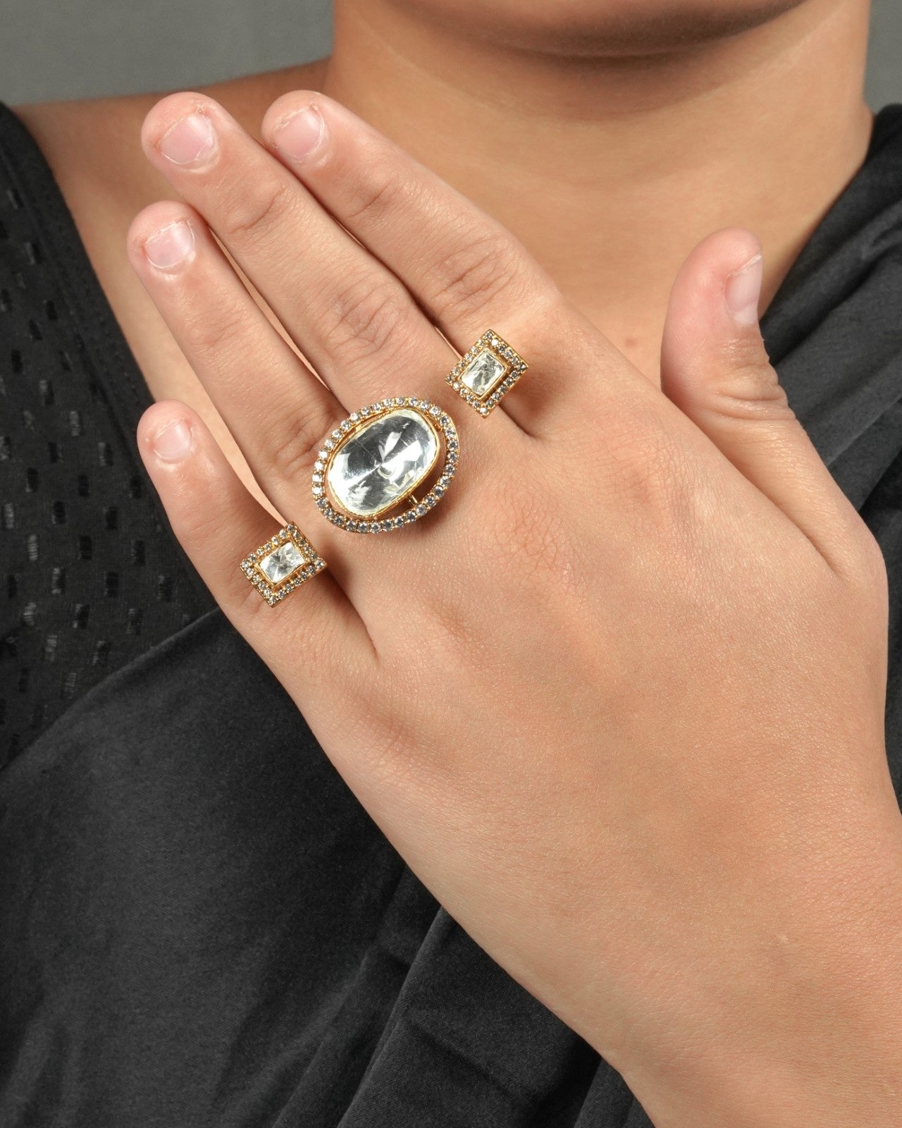 Occasionwear Moissanite Polki Ring with celebratory shine and refined craftsmanship